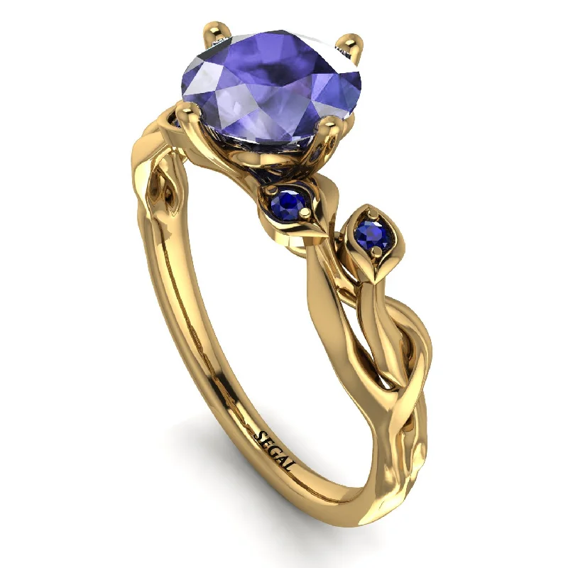 Fashionable Stackable Rings for Women-14K Gold Radiant Tanzanite Flower Harmony Ring - AutumnNo. 213