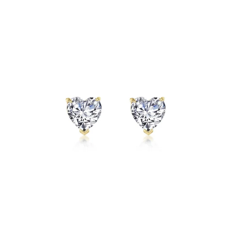 Handmade Earrings for Casual Style-Heart Solitaire Stud Earrings