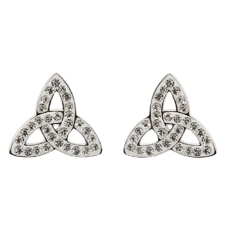 Bohemian Earrings for Fashion Lovers-Shanore : Trinity Knot Stud Earrings Adorned With Crystals