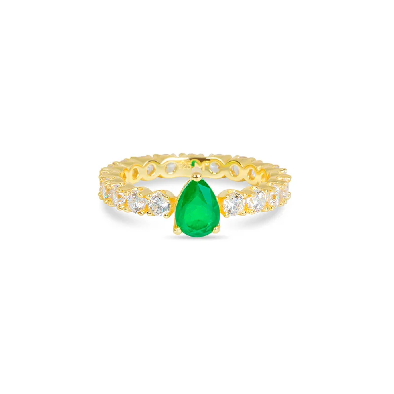 Elegant Rose Gold Ring-THE EMERALD PEAR ETERNITY BAND