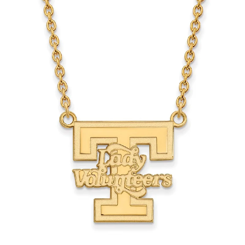 Long Pendant Necklace-14k Gold Plated Silver U of Tennessee Lady Volunteers Necklace