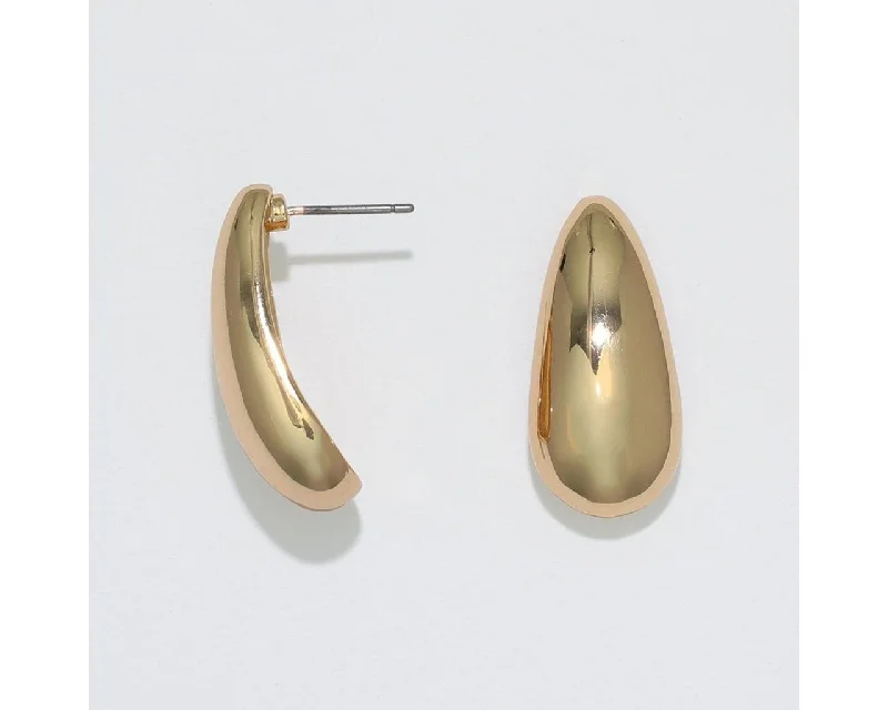 Silver Hoop Earrings for Women-Periwinkle by Barlow : Sculpted high polished gold Drops - Earrings