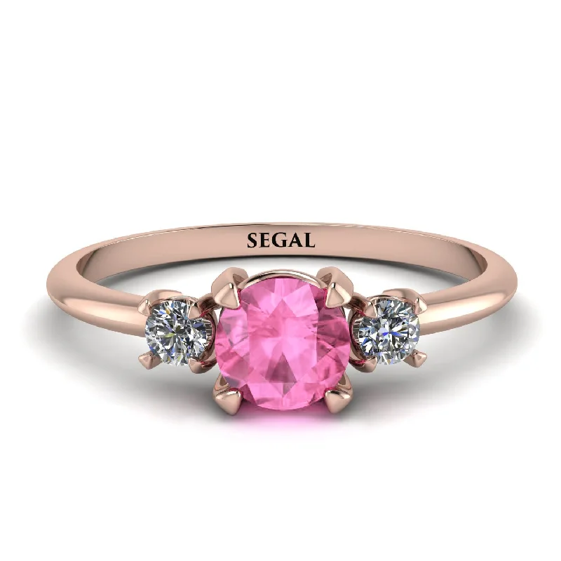 Unique Promise Ring for Her-Classic Three Stone Pink Moissanite Engagement Ring - Valentina No. 802