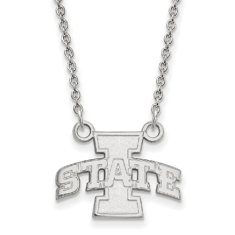 Stylish Gem Necklace for Women-Sterling Silver Iowa State Small 'I State' Pendant Necklace