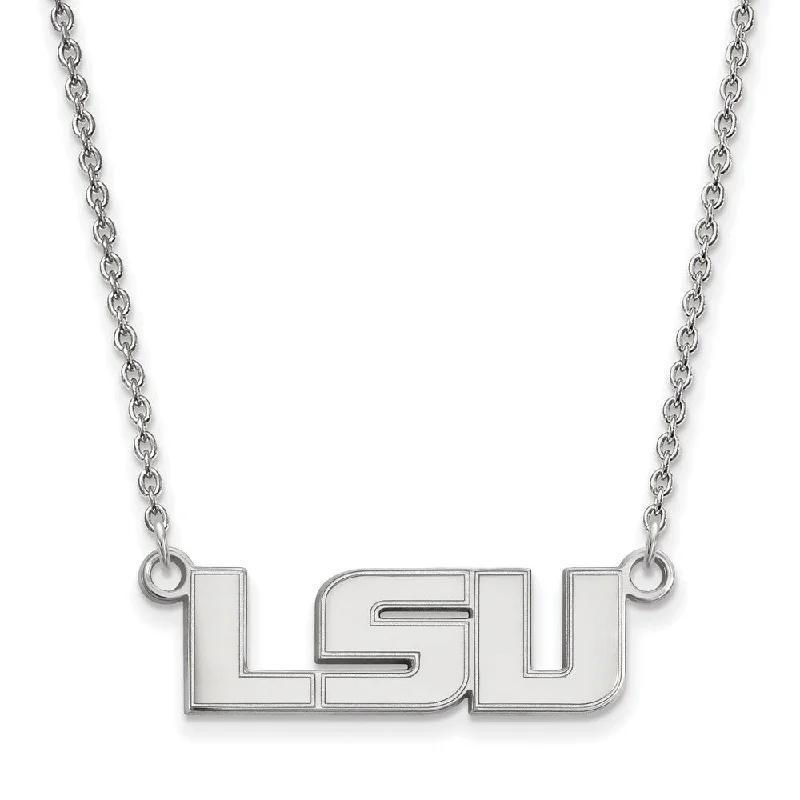 Simple Gold Chain Necklace for Women-Sterling Silver Louisiana State Small LSU Pendant Necklace