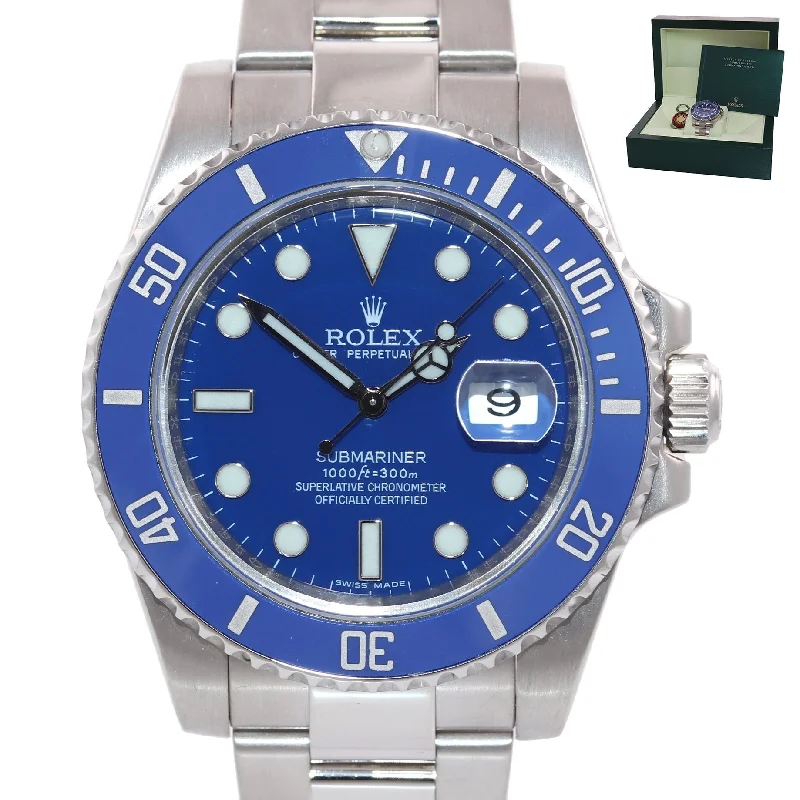 Affordable Watches for Men and Women-2018 Rolex Submariner Smurf 116619 18k White Gold Blue 40mm Ceramic Watch Box