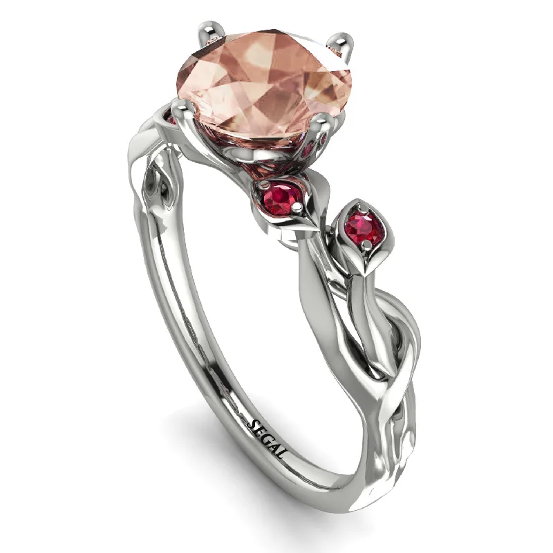 Colored Gemstone Ring for Fashion-14K Gold Radiant Morganite Flower Harmony Ring - Autumn No. 912