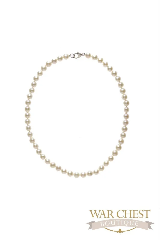 Simple Gold Chain Necklace for Women-White Pearl 16" Necklace