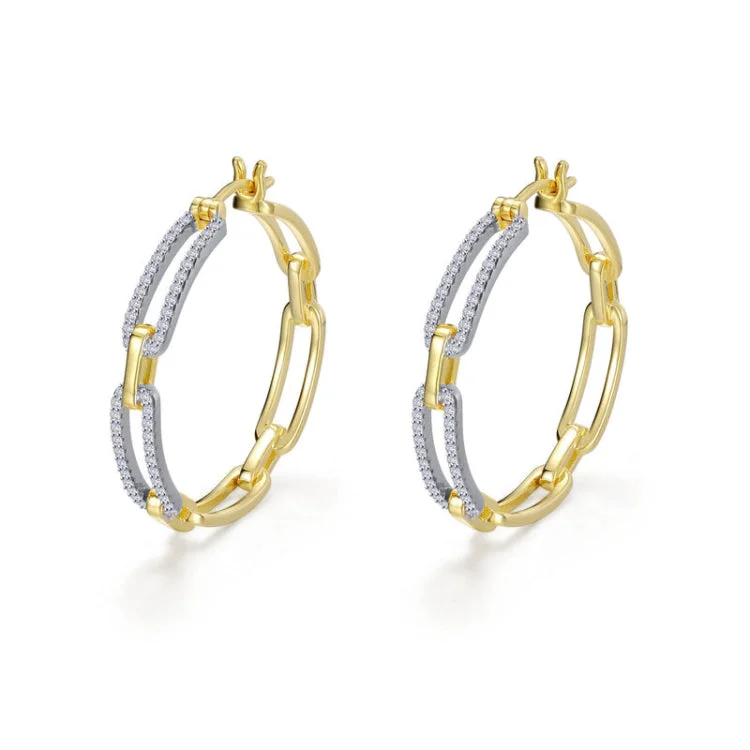 Gorgeous Earrings for Party Nights-2-Tone Paperclip Hoop Earrings