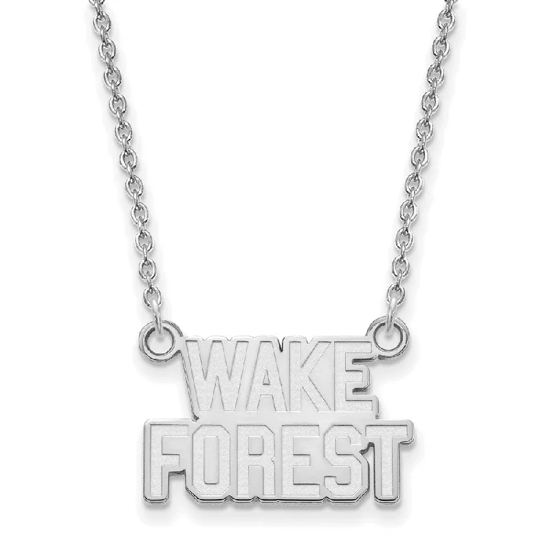 Silver Necklace with Large Pendant-14k White Gold Wake Forest U Small Pendant Necklace