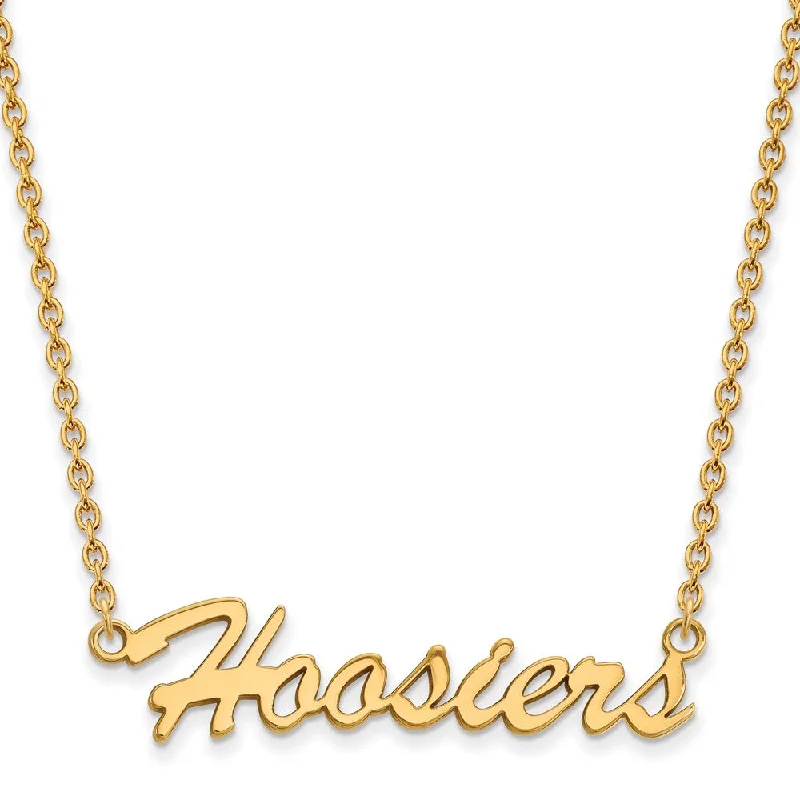 Elegant Chain Necklace for Weddings-14k Gold Plated Silver Indiana U Medium Pendant Necklace