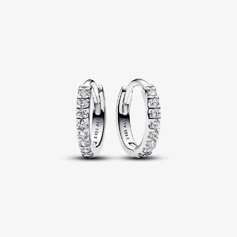 Beautiful Earrings for Weddings-PANDORA : Sparkling Huggie Hoop Earrings