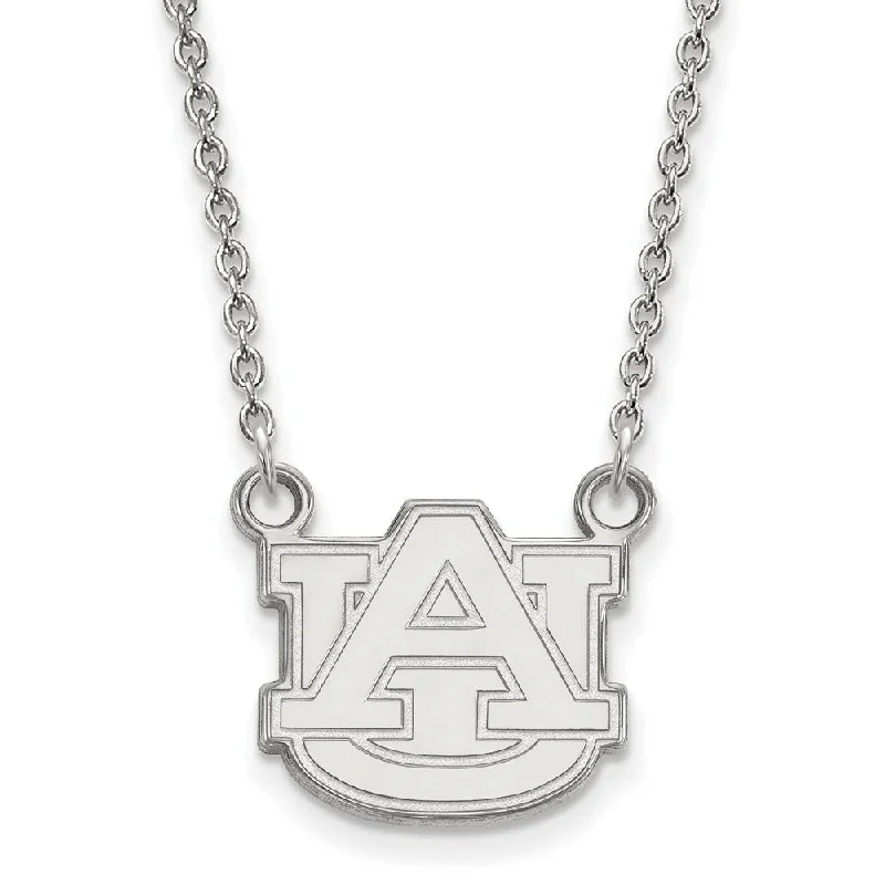 Heart Shaped Necklace for Girls-Sterling Silver Auburn U Small 'AU' Necklace