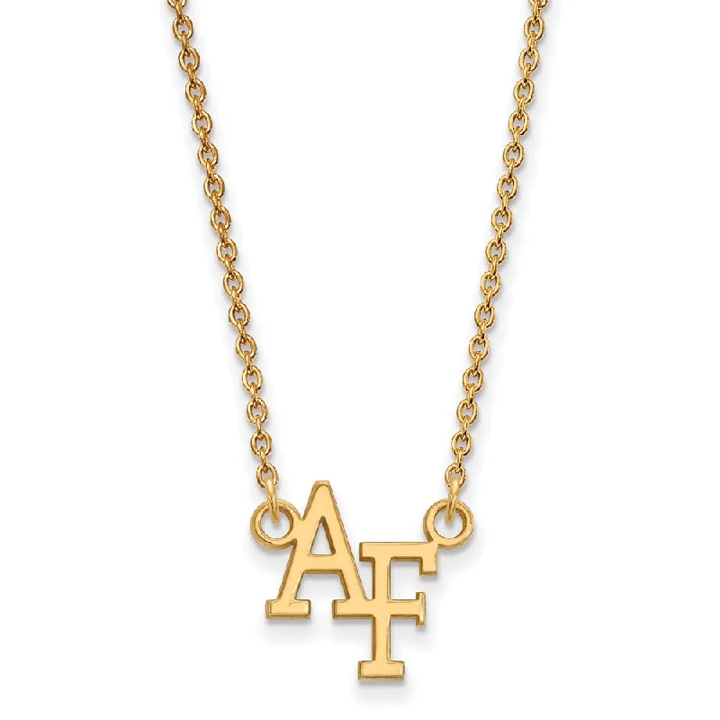 Trendy Necklace for Young Adults-14k Gold Plated Silver Air Force Academy Small Pendant Necklace