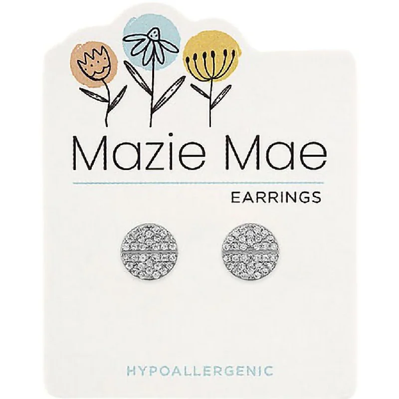 Timeless Gold Earrings for Women-Center Court: Silver Split Pave Stud Mazie Mae Earring