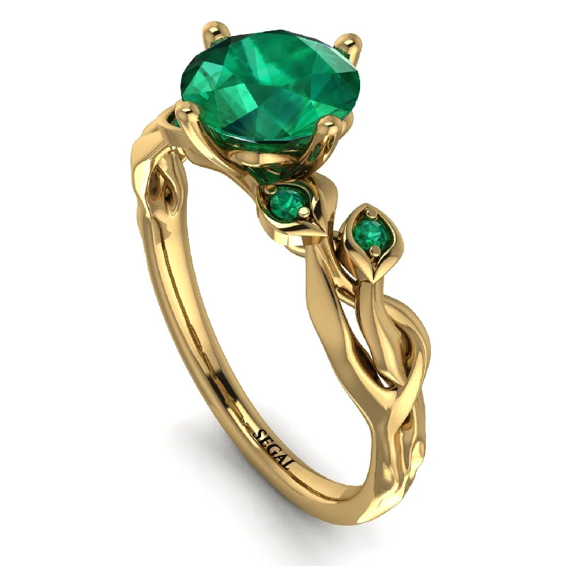 Simple Men’s Gold Band Ring-14K Gold Radiant Emerald Flower Harmony Ring - Autumn No. 19