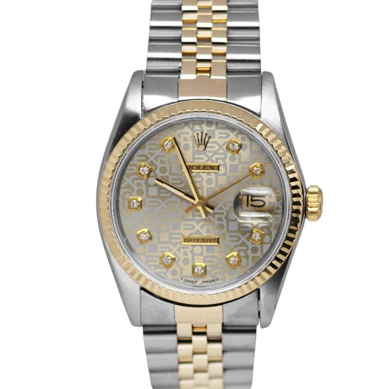 High-End Watches with Leather Straps-VINTAGE Rolex DateJust Two-Tone DIA 50th Anniversary Jubilee 36mm 16013 Watch