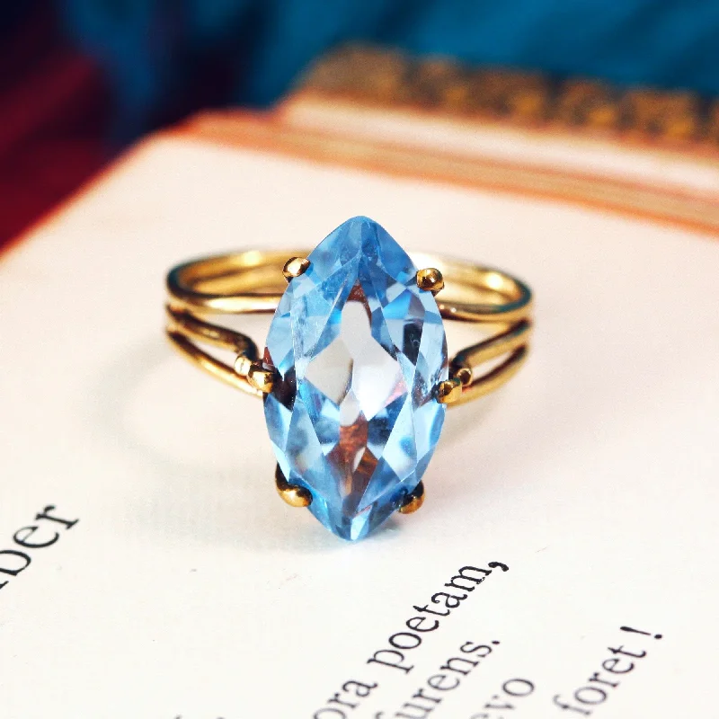 Classic Diamond Engagement Ring Set-Fabulous Vintage Blue Spinel Cocktail Ring