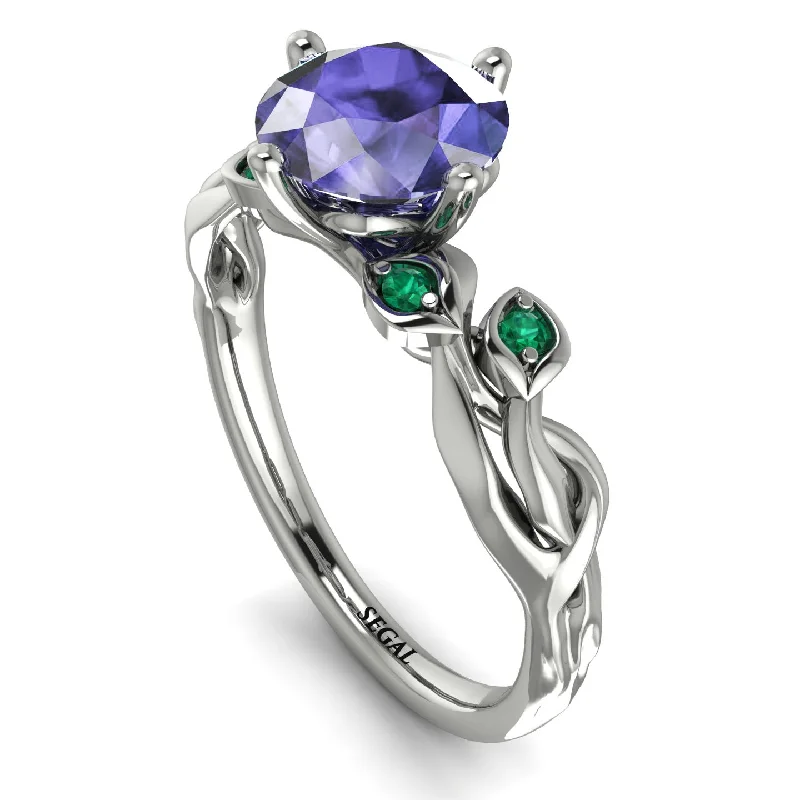 Customizable Promise Ring-14K Gold Radiant Tanzanite Flower Harmony Ring - Autumn No. 206