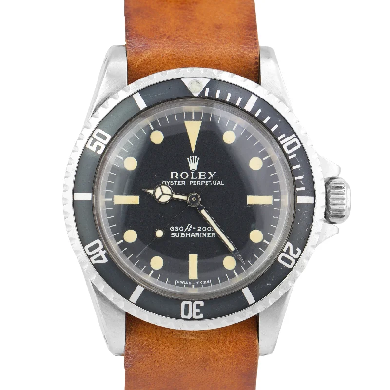 Smart Watches for Business Professionals-UNPOLISHED VINTAGE 1970 Rolex Submariner VIVID YELLOW PATINA Black  Watch 5513