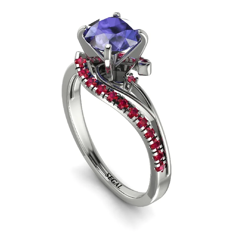 Trendy Gold Ring for Fashion-Twist Shank Tanzanite Engagement Ring - Maria No. 212