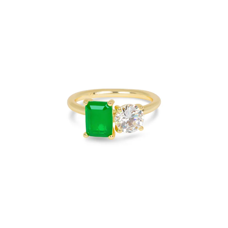 Elegant Silver Engagement Ring-THE AVERY EMERALD STONE RING