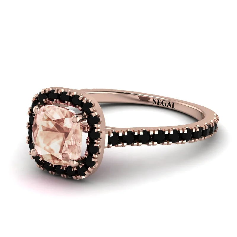 Custom Name Ring for Personal Touch-Cushion Morganite Halo Engagement Ring - Jade No. 908