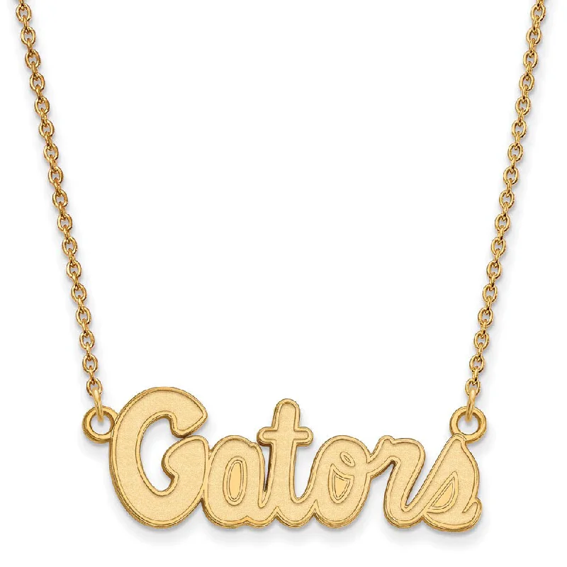 Gold and Silver Necklace for Casual Looks-14k Gold Plated Silver U of Florida Small Gators Pendant Necklace