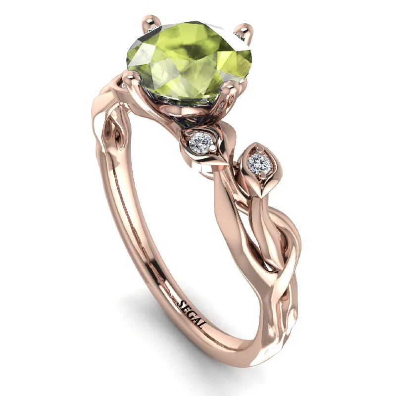 Custom Birthstone Ring for Women-14K Gold Radiant Peridot Flower Harmony Ring - Autumn No. 702