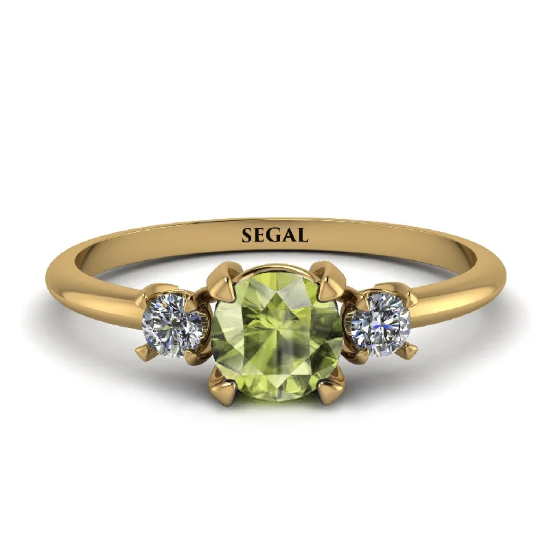 Beautiful Sapphire Ring for Women-Classic Three Stone Peridot Engagement Ring - Valentina No. 701