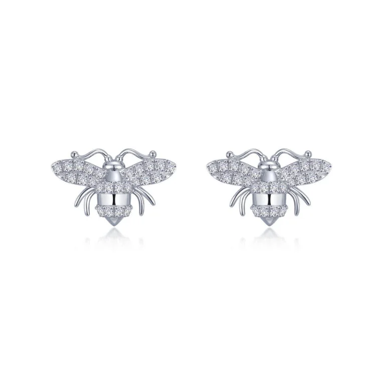 Large Silver Earrings-Busy Bee Stud Earrings