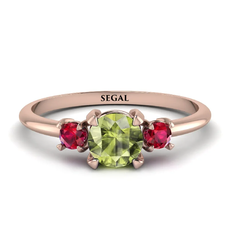 Chunky Statement Ring for Women-Classic Three Stone Peridot Engagement Ring - Valentina No. 711