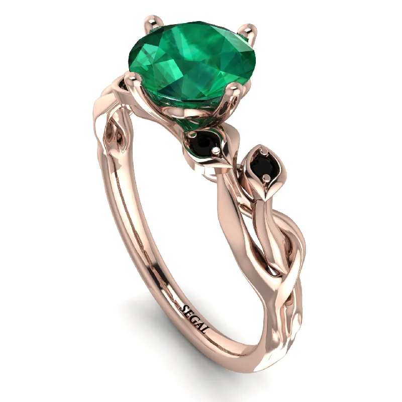 Men’s Silver Ring for Fashion-14K Gold Radiant Emerald Flower Harmony Ring - Autumn No. 35