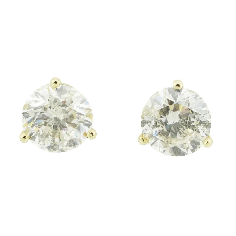 Elegant Long Earrings for Weddings-1.95ctw Round Diamond Solitaire Stud Earrings in 14K Yellow Gold