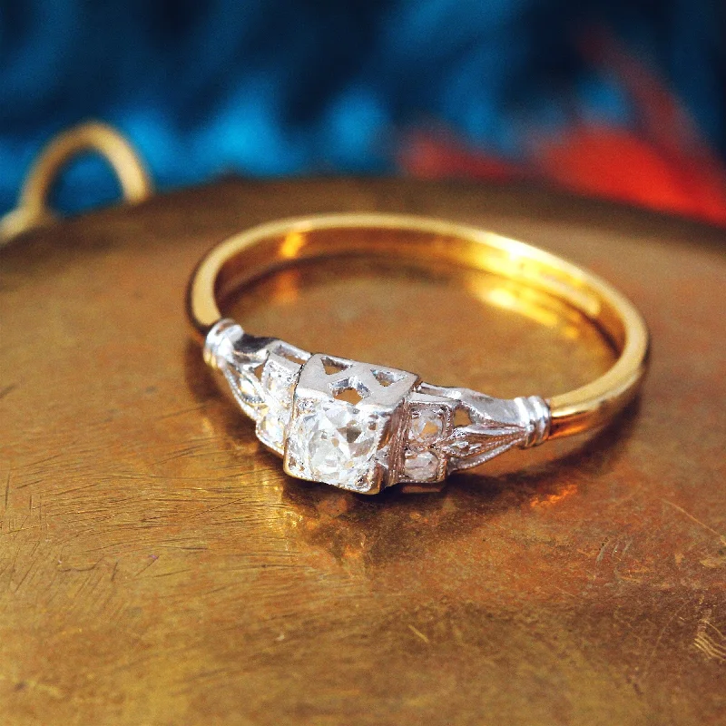 Beautiful Gold Wedding Ring for Her-Coveted Vintage Old Cut Diamond Engagement Ring