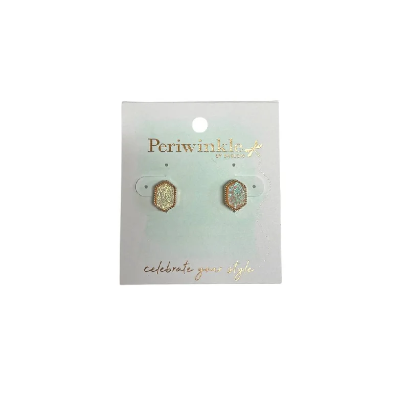 Funky Earrings for Casual Styles-Periwinkle by Barlow : Druzy Hexagon in Rose Gold - Earrings