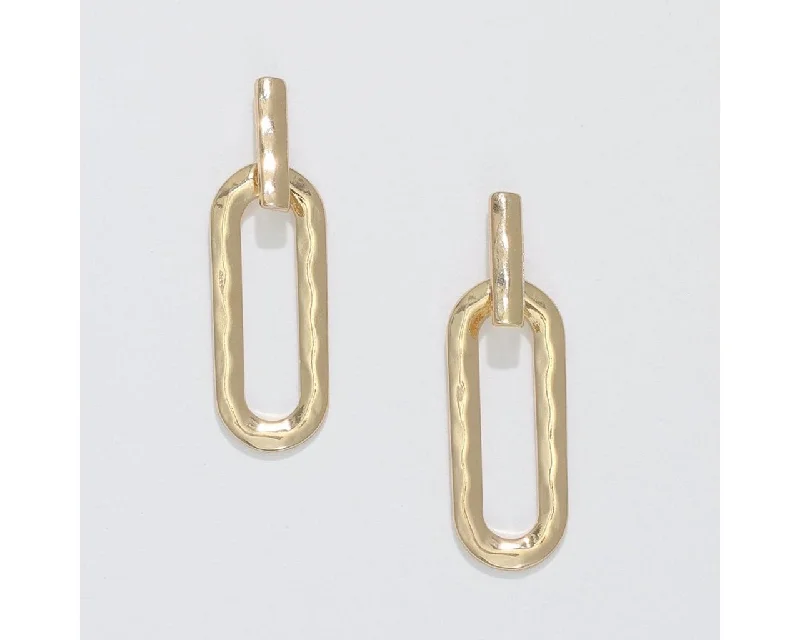 Classic Earrings for Women-Periwinkle by Barlow : Gold hammered Oval Drops - Earrings