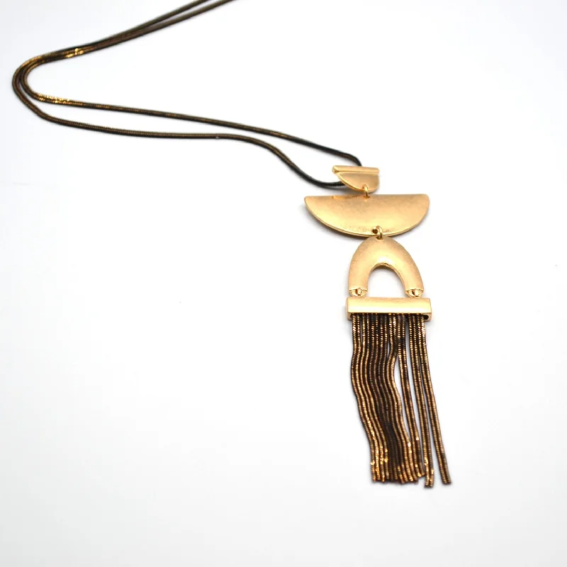 Gold Necklace with Crystal Pendant-Wes Necklace