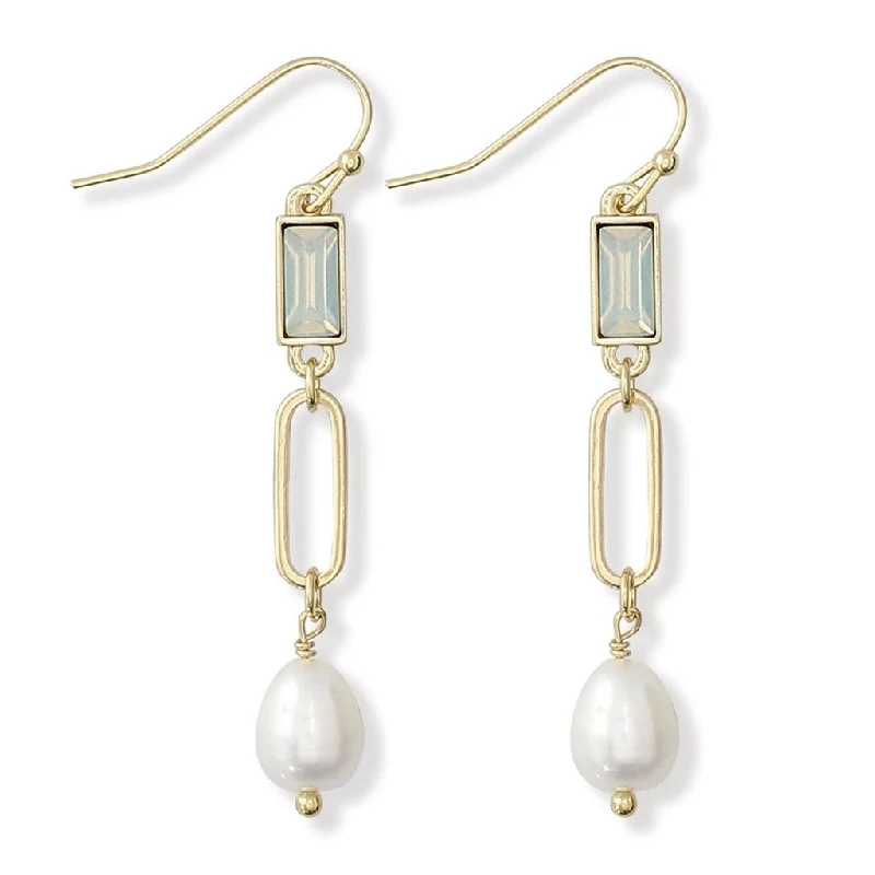 Timeless Earrings for Special Occasions-Periwinkle by Barlow : Faceted Mint Resin & Natural Pearl Drops Earrings