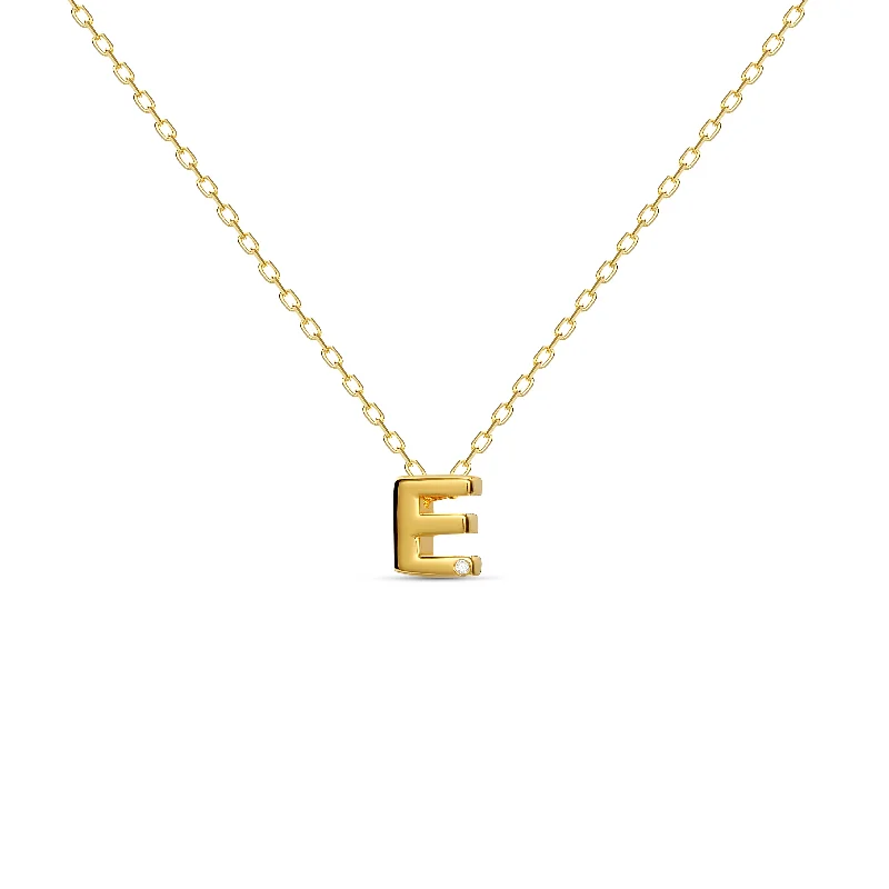 Dainty Necklace for Everyday Looks-Diamond Letter Necklace "E" - 18 karat gold vermeil on sterling silver, diamond 0.01 carat