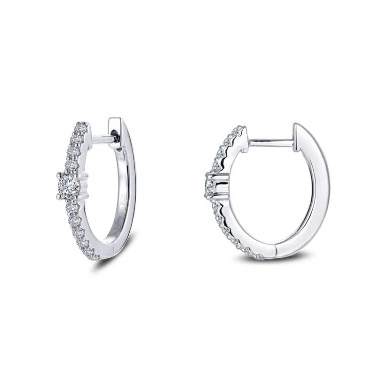 Statement Earrings for Weddings-13 mm x 15 mm Oval Huggie Hoop Earrings