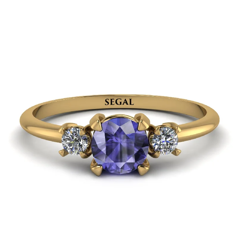 Luxury Ring for Elegant Fashion-Classic Three Stone Tanzanite Engagement Ring - Valentina No. 201