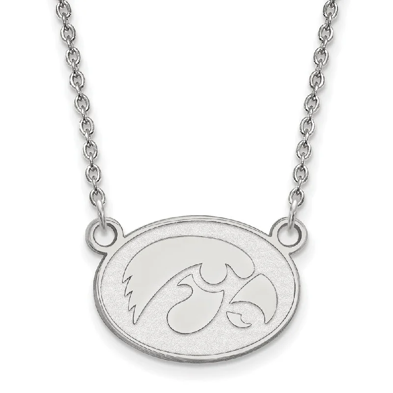 Elegant Chain Necklace for Casual Style-14k White Gold U of Iowa Small Hawkeye Disc Pendant Necklace