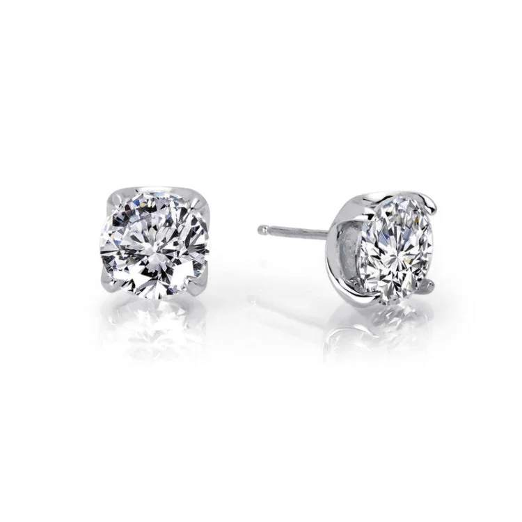 Silver Stud Earrings-3.5 CTW Solitaire Stud Earrings