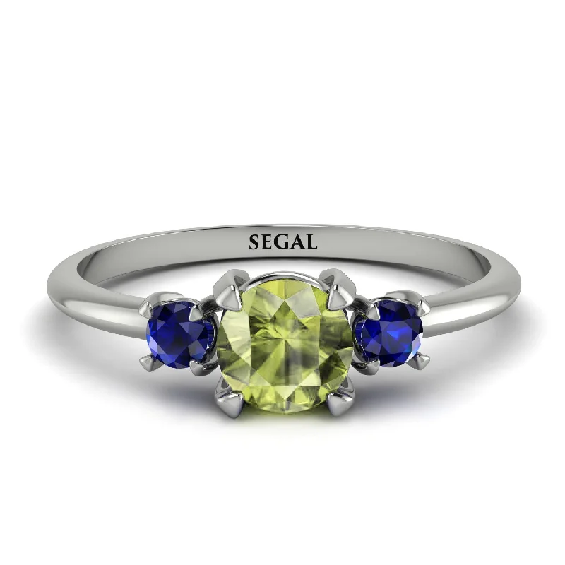 Simple Wedding Ring for Men-Classic Three Stone Peridot Engagement Ring - Valentina No. 715