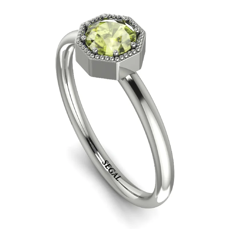 Luxury Ring for Anniversary Gifts-Solitaire Vintage Peridot Ring - Delilah No. 703