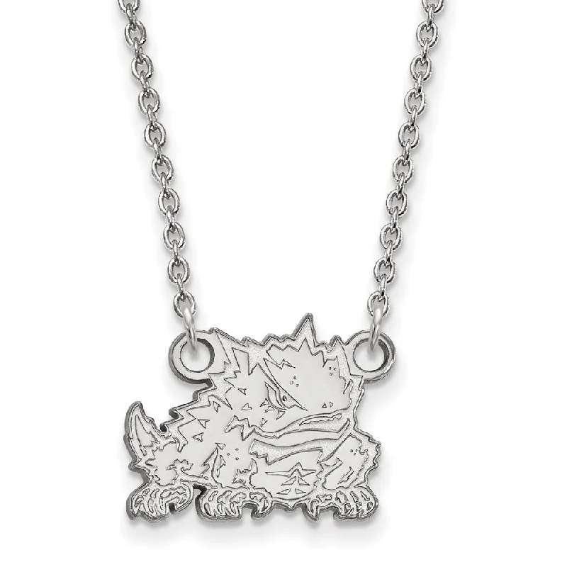 Layered Necklace with Multiple Charms-Sterling Silver Texas Christian U Small Mascot Pendant Necklace