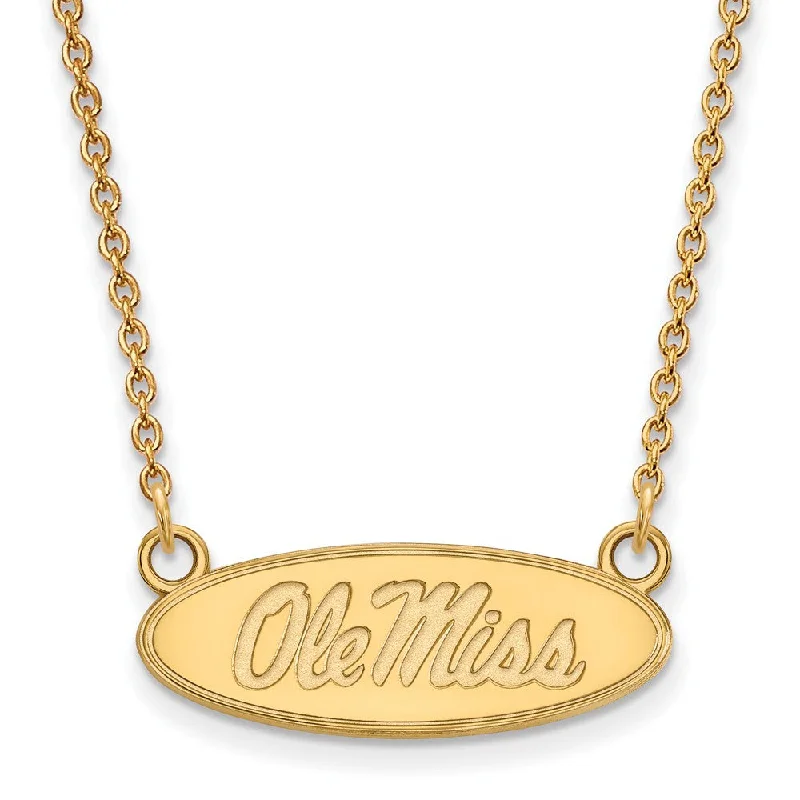 Pearl Drop Necklace for Brides-14k Gold Plated Silver U of Mississippi Sm Ole Miss Necklace