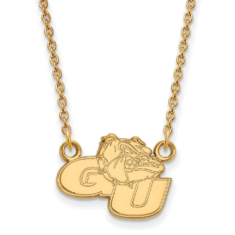 Sparkling Gold Necklace for Night Out-14k Yellow Gold Gonzaga U Small Pendant Necklace