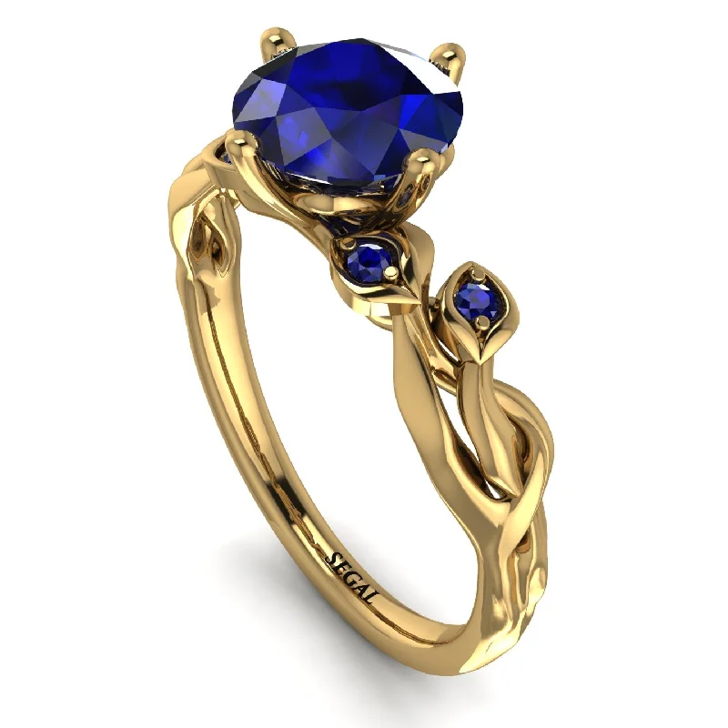 Unique Gemstone Ring-14K Gold Radiant Sapphire Flower Harmony Ring - Autumn No. 73